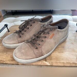 ECCO Golf Gray Suede Leather Lace Up Shoes Men's US 9 Soft Spikes Great